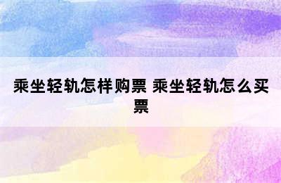 乘坐轻轨怎样购票 乘坐轻轨怎么买票